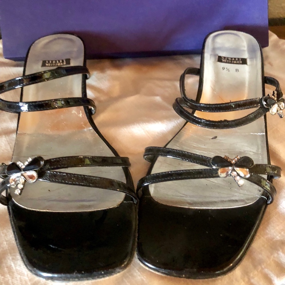 Stuart Weitzman Black Patent Sandals size 9 1/2